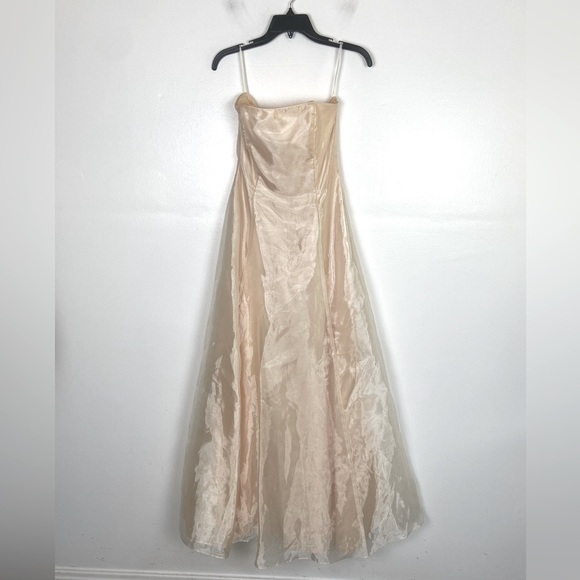 Scott Mc Clintock Y2K Millennial 2000's Chiffon Gown Size 4 Irisdecent Yellow US - Picture 2 of 8